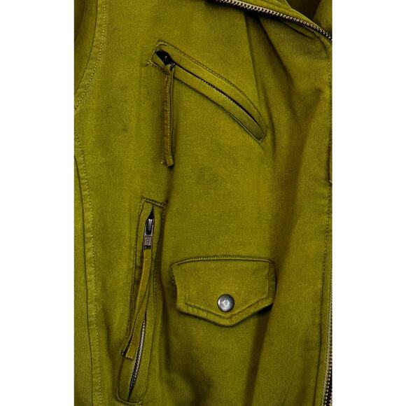 Free People We The Free Rebel Rebel Green Cotton Moto Jacket Women’s S - Picture 10 of 16